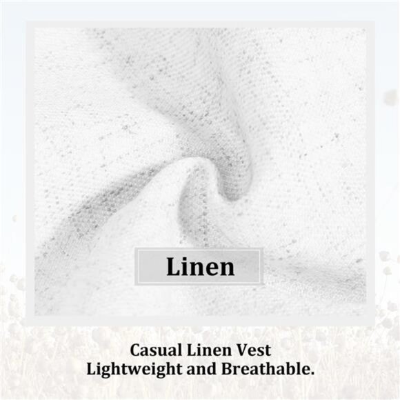 Men Linen Vest Casual Suit Vests Waistcoat White - Picture 3 of 6